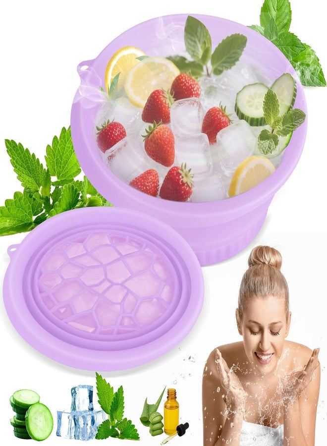 JIXXIJI Collapsible Silicone Face Ice Bath Bowl with Built-in Ice Tray| Portable Cold Plunge Facial Spa Tool for Skin Tightening & Pore Care (Purple) - Image 1