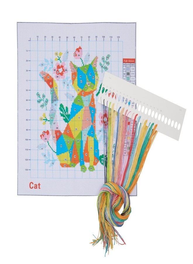 Bright Creations Fox & Cat Cross Stitch Kits - Easy Kit for Beginners - Embroidery Thread & Needles - Pre-Printed Cloth & Cross Stitch Patterns - Pack of 2, 11 Ct Cloth 15.4×21.3 in & 13.8×15 in - Image 4