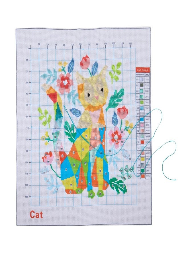 Bright Creations Fox & Cat Cross Stitch Kits - Easy Kit for Beginners - Embroidery Thread & Needles - Pre-Printed Cloth & Cross Stitch Patterns - Pack of 2, 11 Ct Cloth 15.4×21.3 in & 13.8×15 in - Image 5