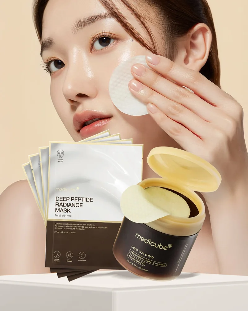 ميديكيوب Medicube Deep Vita Glow Pad Duo – Vitamin C Toner Pad + Radiant Mask – Brightening & Texture Care