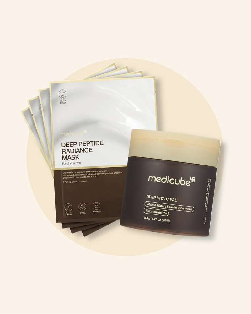 ميديكيوب Medicube Deep Vita Glow Pad Duo – Vitamin C Toner Pad + Radiant Mask – Brightening & Texture Care