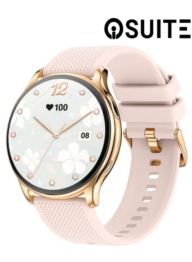 iOsuite Smart Watch with Bluetooth Calling, 1.32” AMOLED HD Display, Heart Rate, Blood Pressure & SpO2 Monitor, Sleep Tracking, Multi-Sport Fitness Tracker, Compatible with Android & iOS – Rose Gold Case with Pink Silicone Strap (Y111) - Image 1