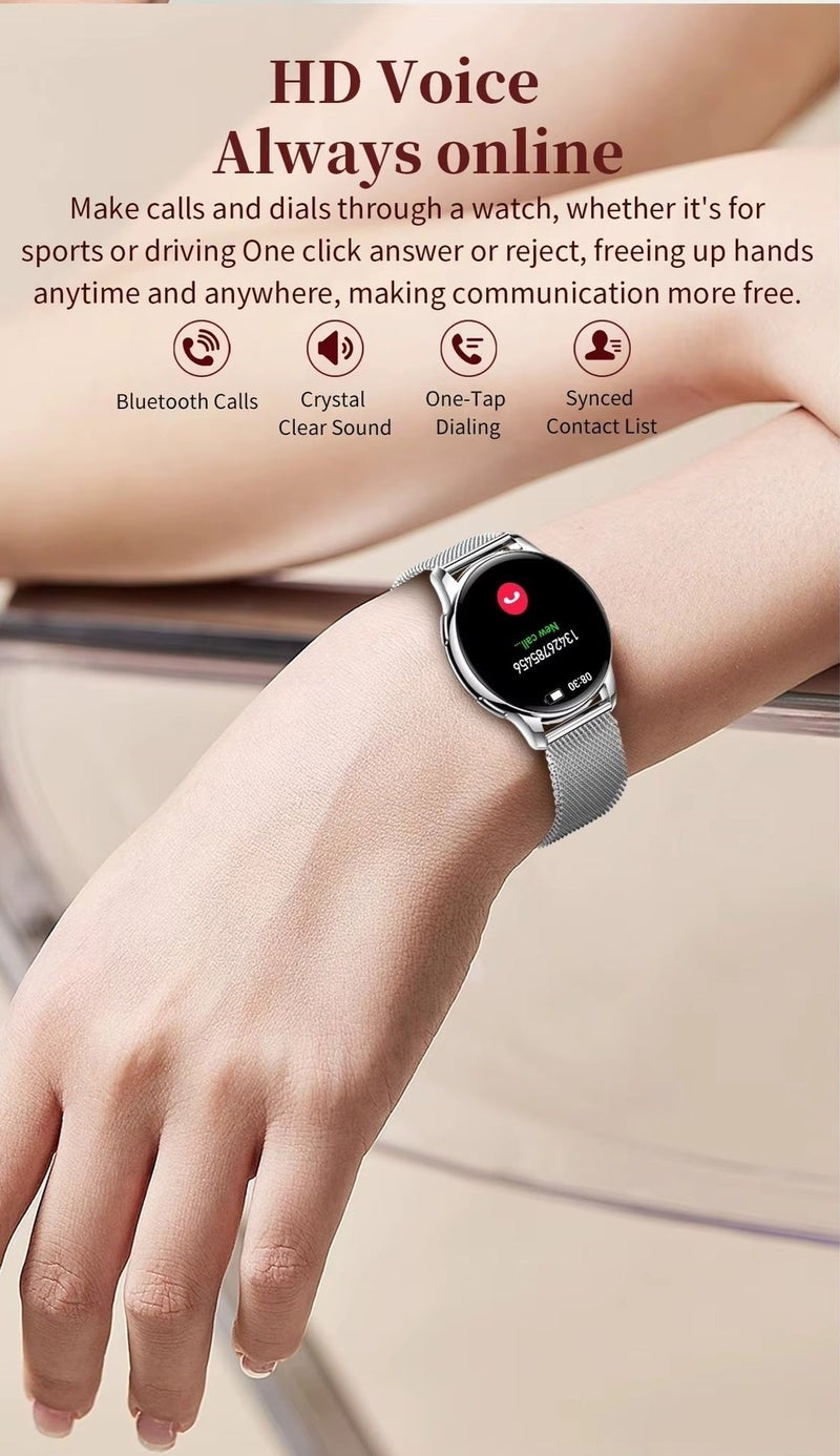 iOsuite Smart Watch with Bluetooth Calling, 1.32” AMOLED HD Display, Heart Rate, Blood Pressure & SpO2 Monitor, Sleep Tracking, Multi-Sport Fitness Tracker, Compatible with Android & iOS – Rose Gold Case with Pink Silicone Strap (Y111) - Image 3