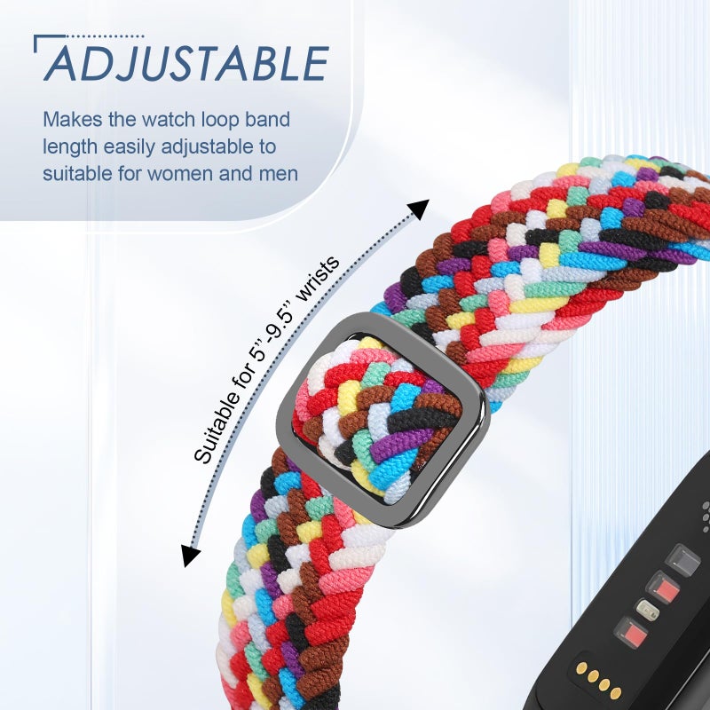 Tiptops Braided Nylon Bands Compatible with Fitbit Inspire 3/Inspire 2/Inspire/Inspire HR/Ace 2/Ace 3, Adjustable Loop Stretchy Straps Replacement Wristbands for Fitbit Inspire Women Men - Image 3