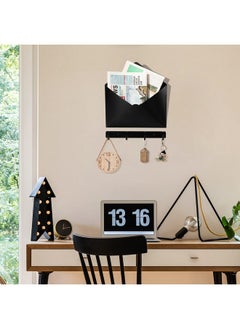 Hotop Metal Mail Envelope Holder Wall Mounted Hanging Envelope Decor Mail Organizer Holder And A Row Hook For Home Or Office  - Image 4