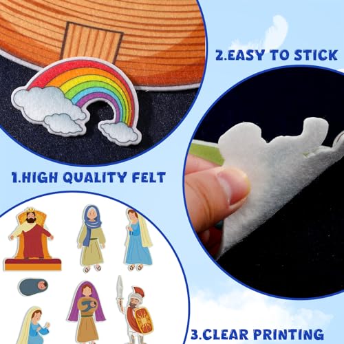 Windkream 12 Set Felt Board Stories Pieces Set Felt Animals Bible Fairy Tales for Preschool Animals Figures Flannel Board Stories for Toddlers Preschool Kindergarten Storytelling (Bible) - Image 3