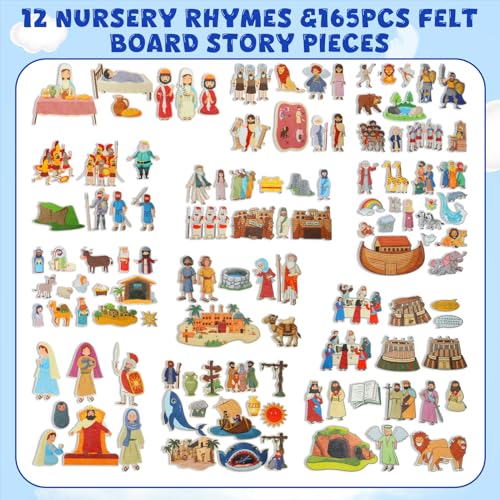 Windkream 12 Set Felt Board Stories Pieces Set Felt Animals Bible Fairy Tales for Preschool Animals Figures Flannel Board Stories for Toddlers Preschool Kindergarten Storytelling (Bible) - Image 2