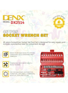 Denx 46-Piece Compact And Convenient Quick Ratchet Sleeve Auto Repair Tool Set  - Image 5