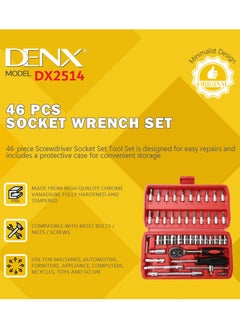 Denx 46-Piece Compact And Convenient Quick Ratchet Sleeve Auto Repair Tool Set  - Image 3