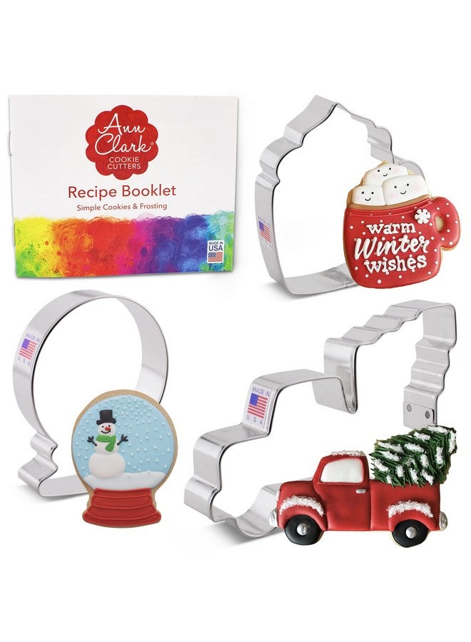 Ann Clark Cookie Cutters Winter Fun Cookie Cutters 3-Pc. Set Made in the USA by Ann Clark, Snow globe, Truck with Tree, Coffee Mug - Image 1
