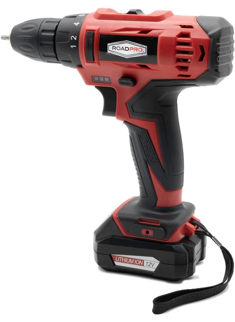 RoadPro RoadPro RPRD21CD003 12v Drill Rechargeable Lithium Ion Drill 12Volt Cordless Keyless Chuck with LED  - Image 1