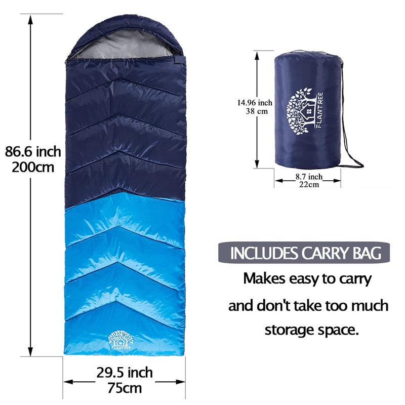 Flantree Sleeping Bag 4 Seasons Adults & Kids for Camping Hiking Trips Warm Cool Weather,Lightweight and Waterproof with Compression Bag,Indoors Outdoors Activities - Image 2