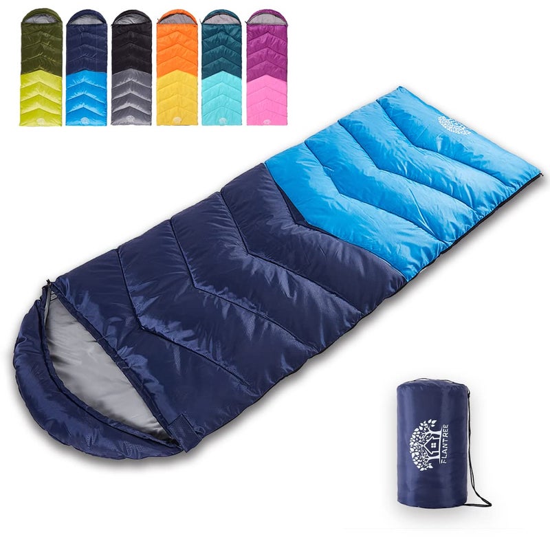 Flantree Sleeping Bag 4 Seasons Adults & Kids for Camping Hiking Trips Warm Cool Weather,Lightweight and Waterproof with Compression Bag,Indoors Outdoors Activities - Image 1