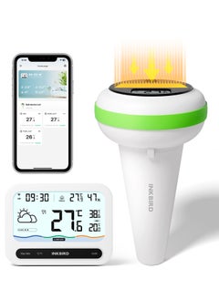 INKBIRD INKBIRD WiFi Pool Thermometer Set IBS-P03R+IM-03-W, Indoor Outdoor Temperature Humidity Monitor with Weather Info, UV Index, Temperature and Humidity Alarms, ideal for Swimming Pools, Hot Springs, Hot Tubs, Baby Baths, Small Ponds  - Image 1