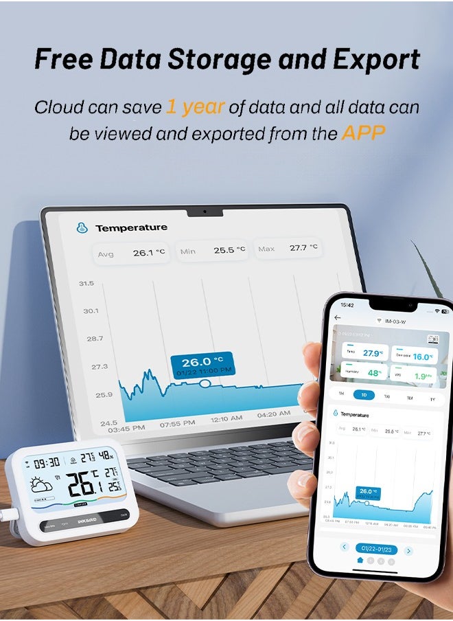 INKBIRD - INKBIRD WiFi Pool Thermometer Set IBS-P03R+IM-03-W, Indoor Outdoor Temperature Humidity Monitor with Weather Info, UV Index, Temperature and Humidity Alarms, ideal for Swimming Pools, Hot Springs, Hot Tubs, Baby Baths, Small Ponds - Image 1