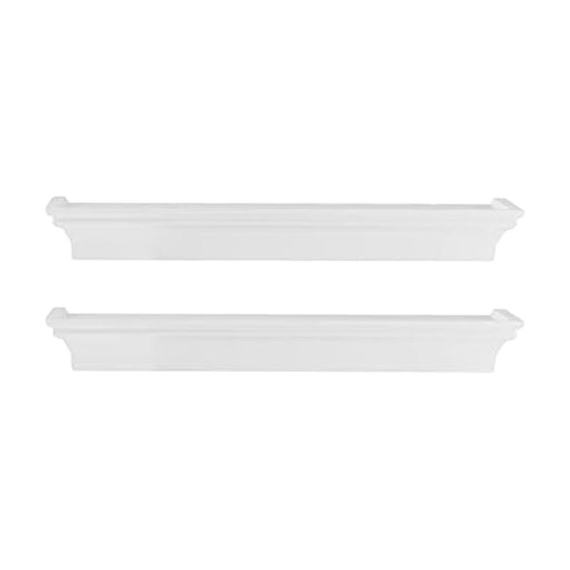 Melannco Arlington Floating Wall Shelves For Bedroom Living Room Nursery Set Of 2 14-Inch White - Image 1