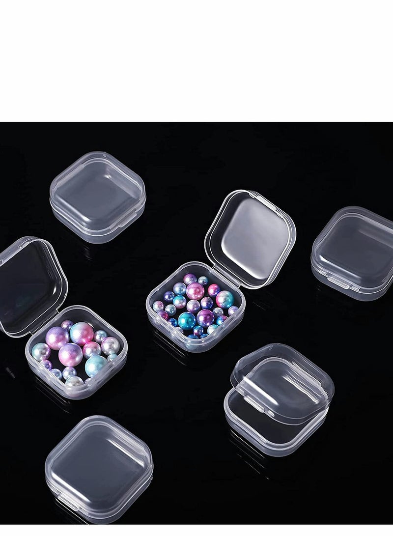 6 Pieces Mini Plastic Clear Beads Storage Containers Box for Collecting Small Items, Beads, Jewelry, Business Cards, Game Pieces, Crafts and Other Craft Projects (1.37 x 1.37 x 0.7 Inch) - Image 2