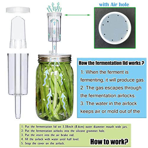 laffeya Fermentation Lids, Mason Jar Lids, Airlocks for Fermenting, Fermentation Kit for Wide Mouth Jars- Stainless Steel Wide mouth Mason Jar Fermenting Lids for Making Sauerkraut Pickle Hot Sauce (4) - Image 3