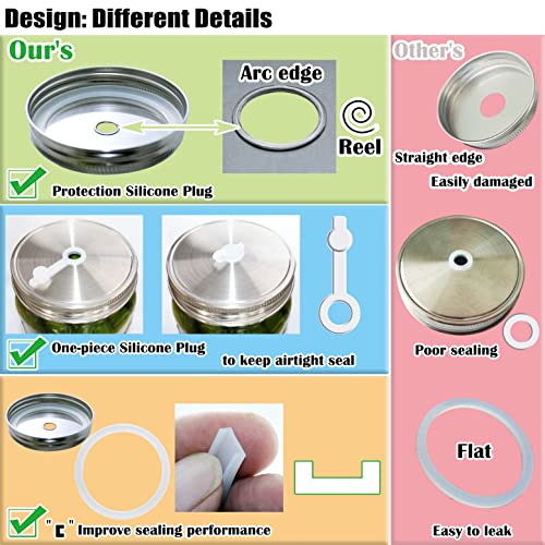 laffeya Fermentation Lids, Mason Jar Lids, Airlocks for Fermenting, Fermentation Kit for Wide Mouth Jars- Stainless Steel Wide mouth Mason Jar Fermenting Lids for Making Sauerkraut Pickle Hot Sauce (4) - Image 2