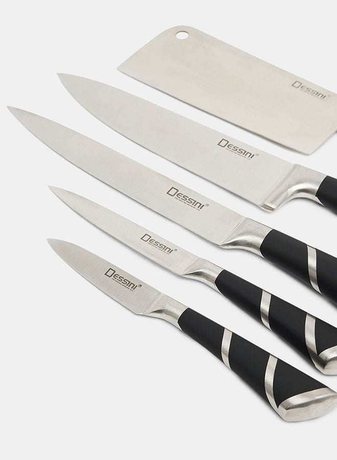 Dessini 9-Piece kitchen knife Set With Acrylic Block Black/Silver - Image 4