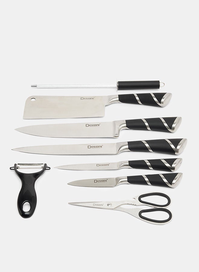 Dessini 9-Piece kitchen knife Set With Acrylic Block Black/Silver - Image 3