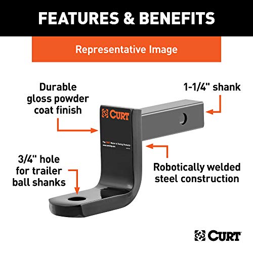 CURT 45028 Class 1 Trailer Hitch Ball Mount, Fits 1-1/4-Inch Receiver, 2,000 lbs, 3/4-Inch Hole, 6-Inch Drop, 4-5/8-Inch Rise - Image 4