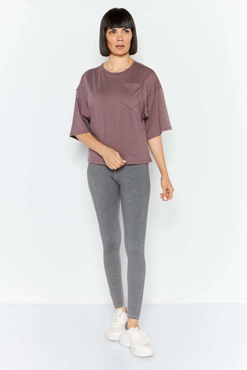 Reebok Women Sportswear Fit Short Sleeves Training Top, Mauve - Image 3