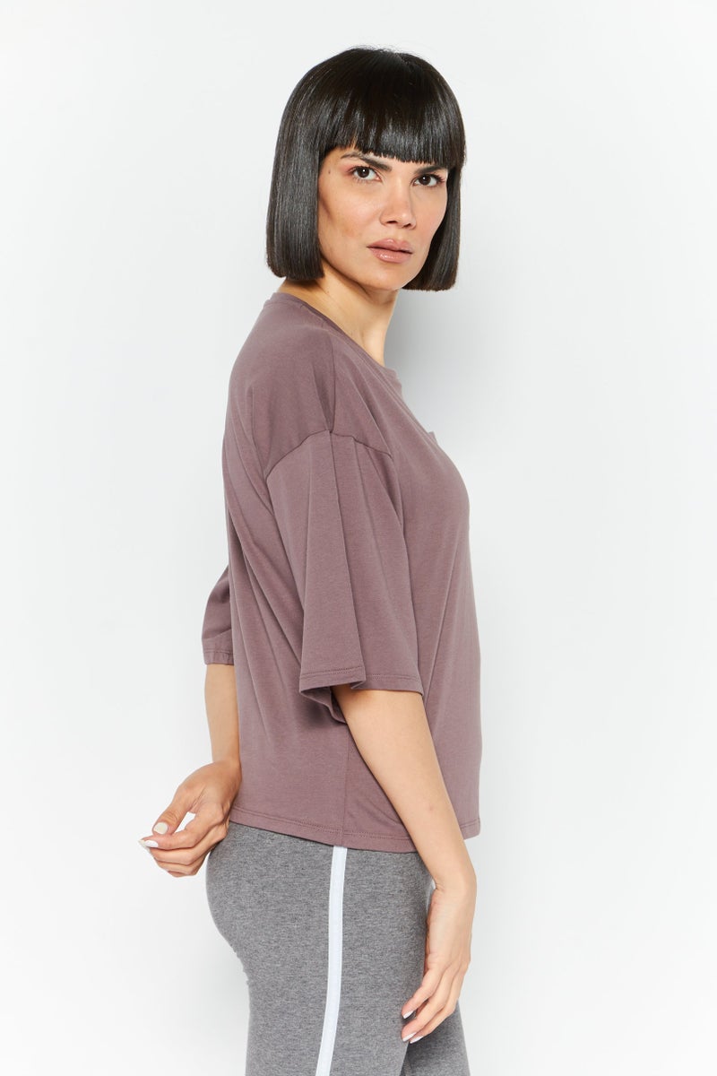 Reebok Women Sportswear Fit Short Sleeves Training Top, Mauve - Image 2