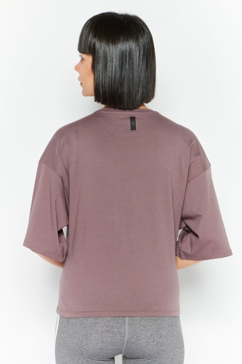 Reebok Women Sportswear Fit Short Sleeves Training Top, Mauve - Image 4