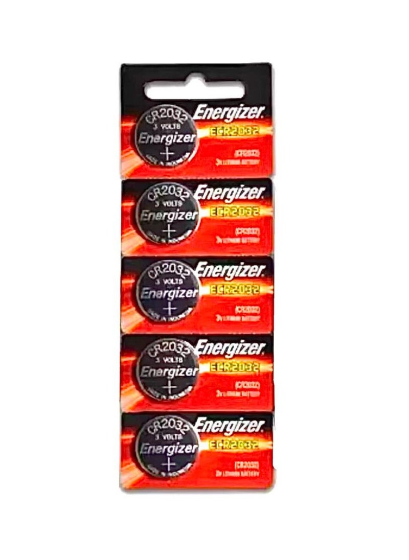 Energizer High-Quality CR2032 Battery, Set of 5 Round Batteries, 3-Volt Lithium Battery by Energizer Brand, Five Pieces of Energizer Batteries, Watch Battery, Toy Battery, Clock Battery, Car Remote Battery, Small Round Battery, Circular Battery for Car Remotes and Small Devices, Calculator Battery, Motherboard Battery for Computer, Medical Devices Battery, Round Battery for Some LED Lights, Calculator Batteries, Remote Control Batteries, Car Key Fob Battery, Electronic Gate Battery, Doorbell Battery, Stopwatch Battery, Calculator Battery, Set of Multi-Purpose Batteries.  - Image 2