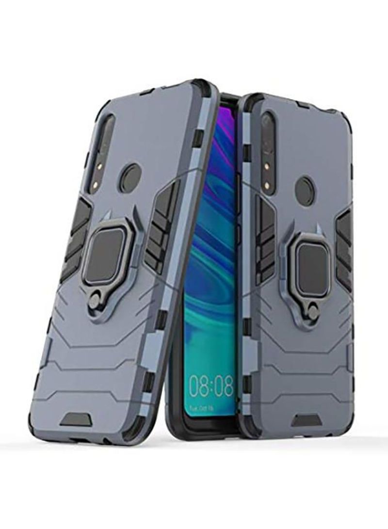 Iron Man Protective Back Case Cover With Metal Magnetic Car Ring Holder For Huawei Y9 Prime 2019 Grey/Black