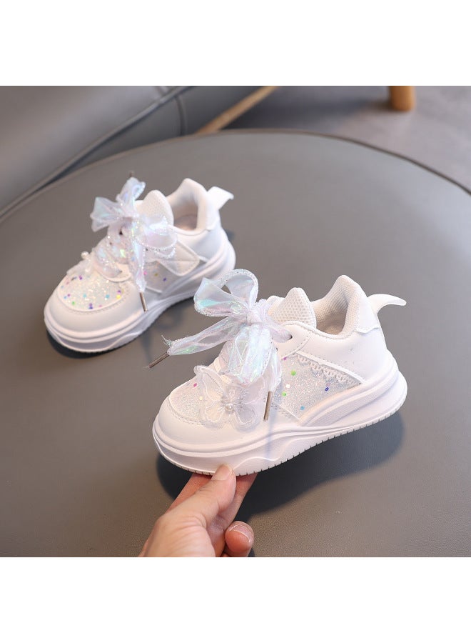 Girls Fashion Sneakers  Autum New Sequined Bow Fashionable Princess Casual Shoes Baby Sports Shoes