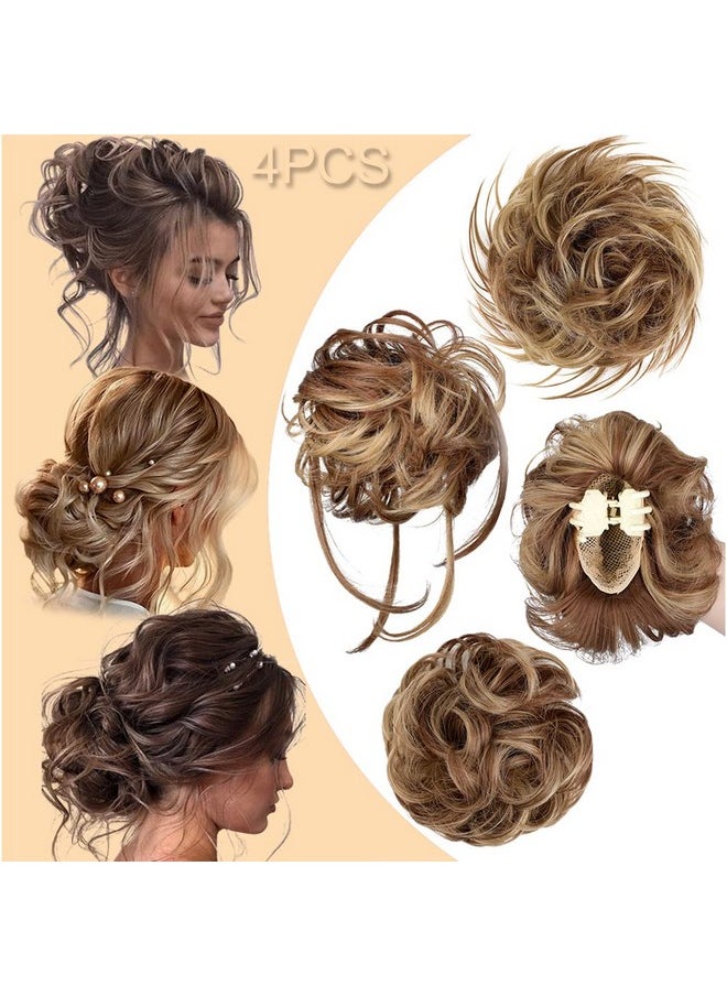 Qunlinta Unlinta 4 Pcs Messy Hair Bun Hairpiece Tousled Updo For Women Hair Extension Claw Ponytail Scrunchies With Elastic Rubber Band Long Updo Messy Hairpiece Hair Accessories For Women  - Image 1