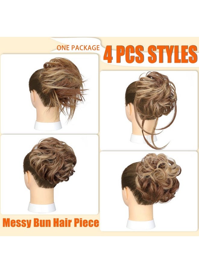 Qunlinta Unlinta 4 Pcs Messy Hair Bun Hairpiece Tousled Updo For Women Hair Extension Claw Ponytail Scrunchies With Elastic Rubber Band Long Updo Messy Hairpiece Hair Accessories For Women  - Image 3