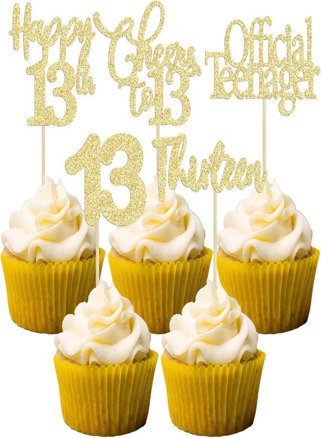 SVM CRAFT® 20Pcs 13th Birthday Cupcake Toppers Glitter Thirteen Official Teenager 13 Cupcake Picks Hello 13 Years Cake Decorations for Happy 13th Anniversary Party Supplies - Image 1