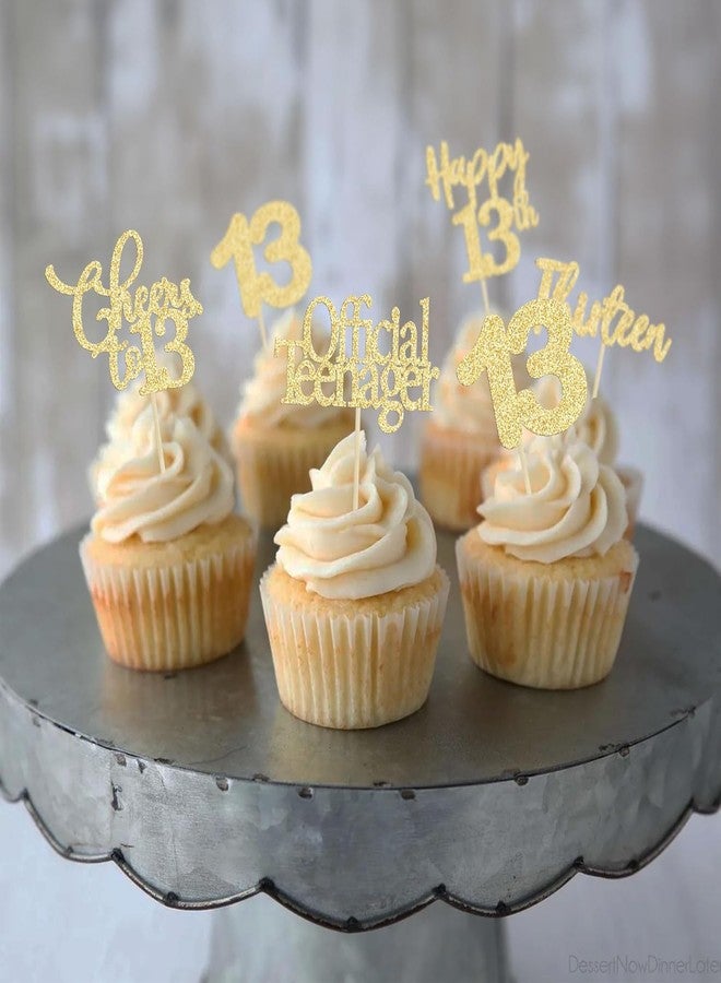 SVM CRAFT® 20Pcs 13th Birthday Cupcake Toppers Glitter Thirteen Official Teenager 13 Cupcake Picks Hello 13 Years Cake Decorations for Happy 13th Anniversary Party Supplies - Image 3