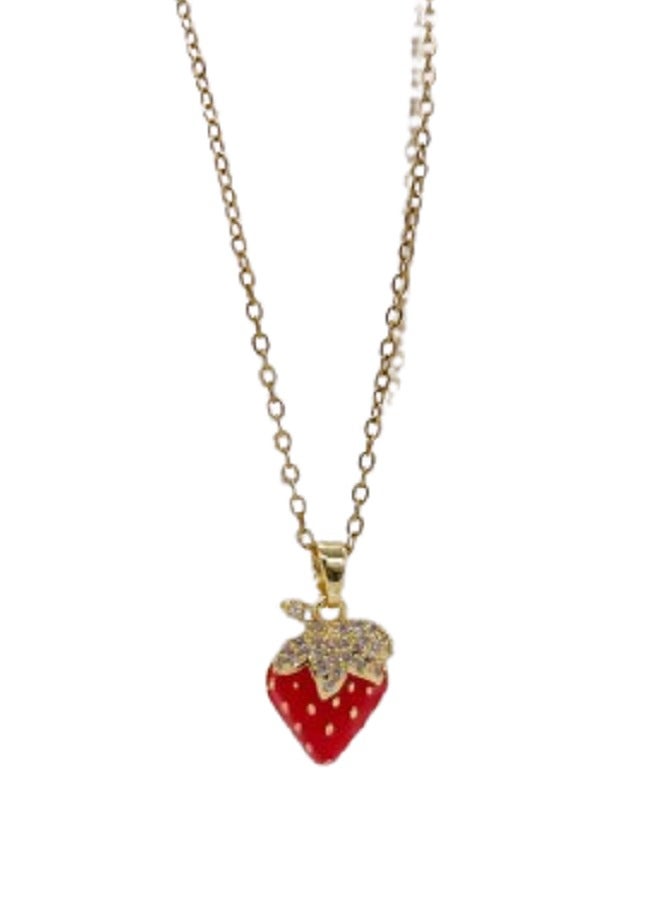 ورد قلادة نسائية أنيقة من طبقات الفراولة مصنوعة من الفولاذ المقاوم للصدأ مستوحاة من الفواكه - Image 2