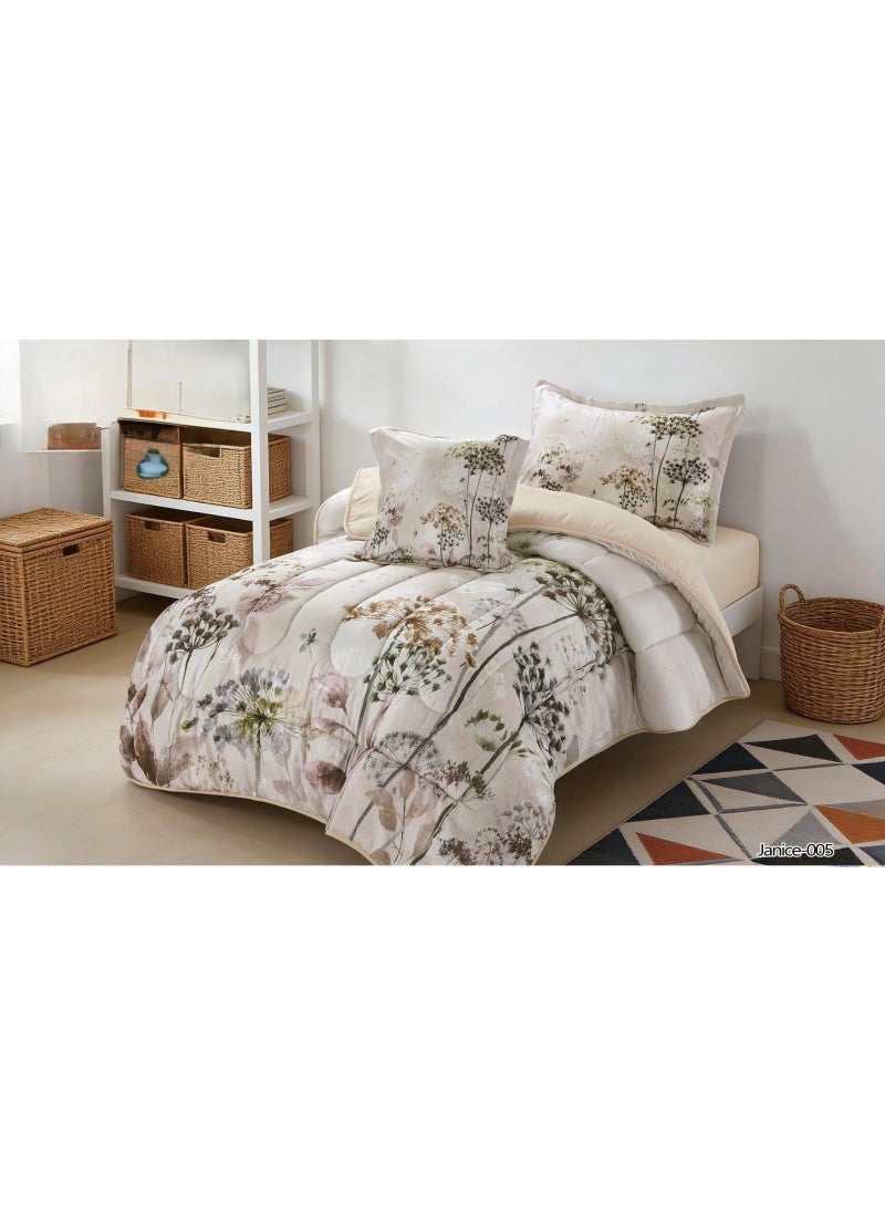 A soft, medium-fill 4-piece children's quilt and bedding set for boys and girls, featuring a modern print and double-sided stitching; soft and breathable.