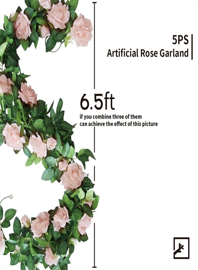 ZIFTY 5Pcs 32.5FT Pink Flower Garland Fake Rose Vines for Tea Party Mother's Day Decorations Faux Artificial Floral Garland Hanging Rose Ivy for Baby Shower Wedding Arch Ceremony Outdoor Wall Decor - Image 2