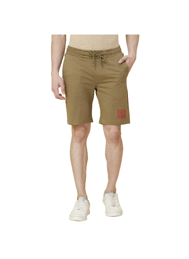 Being Human Mens Olive Regular Fit Shorts