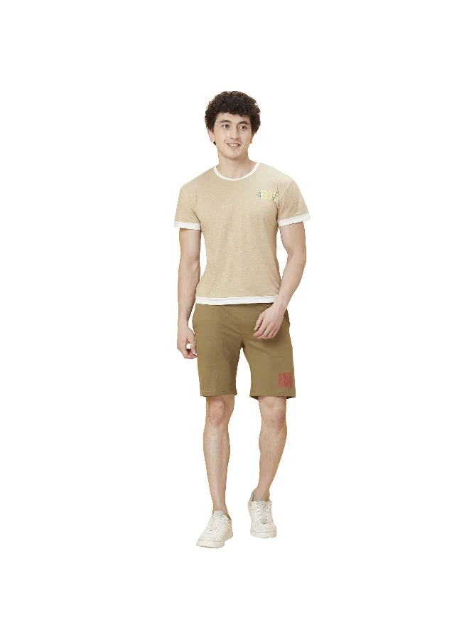 Being Human Mens Olive Regular Fit Shorts