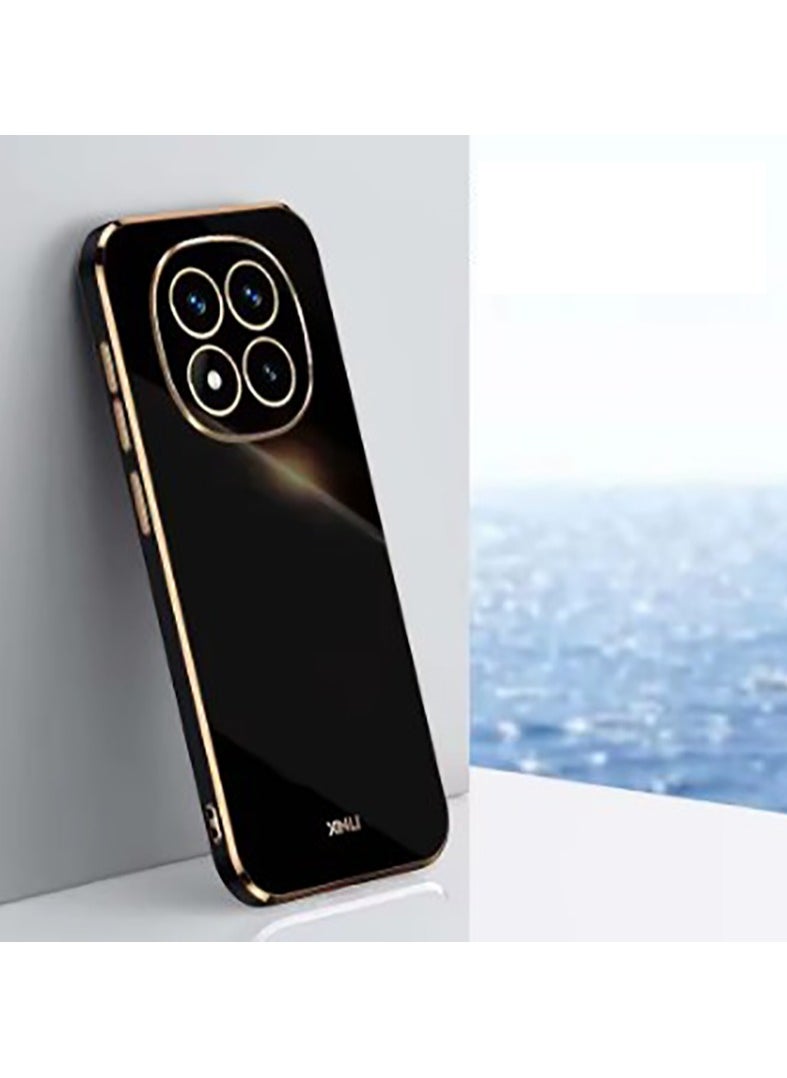 Generic - Compatible with Xiaomi Poco X7 cover, smooth veneer gold plated chrome, black Thin and smooth shock-proof full protection Xiaomi Poco X7 case -black - Image 1