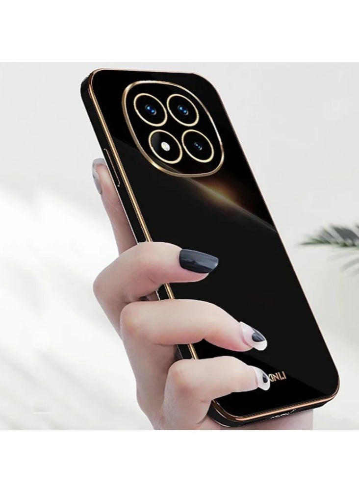 Generic - Compatible with Xiaomi Poco X7 cover, smooth veneer gold plated chrome, black Thin and smooth shock-proof full protection Xiaomi Poco X7 case -black - Image 1