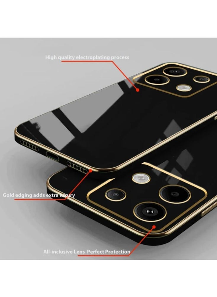 Generic - Compatible with Xiaomi Poco X7 cover, smooth veneer gold plated chrome, black Thin and smooth shock-proof full protection Xiaomi Poco X7 case -black - Image 1