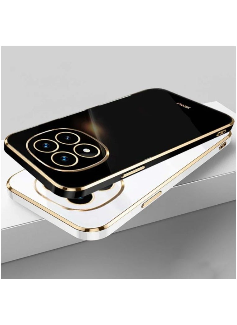 Generic - Compatible with Xiaomi Poco X7 cover, smooth veneer gold plated chrome, black Thin and smooth shock-proof full protection Xiaomi Poco X7 case -black - Image 1
