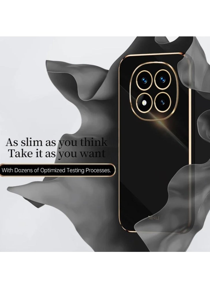 Generic - Compatible with Xiaomi Poco X7 cover, smooth veneer gold plated chrome, black Thin and smooth shock-proof full protection Xiaomi Poco X7 case -black - Image 1
