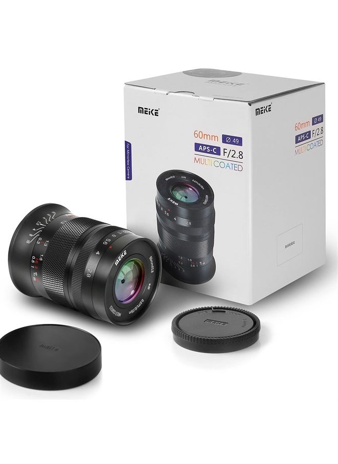 Meike - 60mm f2.8 Large Aperture APS-C Frame Manual Focus Prime Fixed Lens Compatible with Canon EF-M Mount Mirrorless Cameras EOS M M2 M3 M5 M6 M10 M50 M100 M6II M200 etc - Image 1