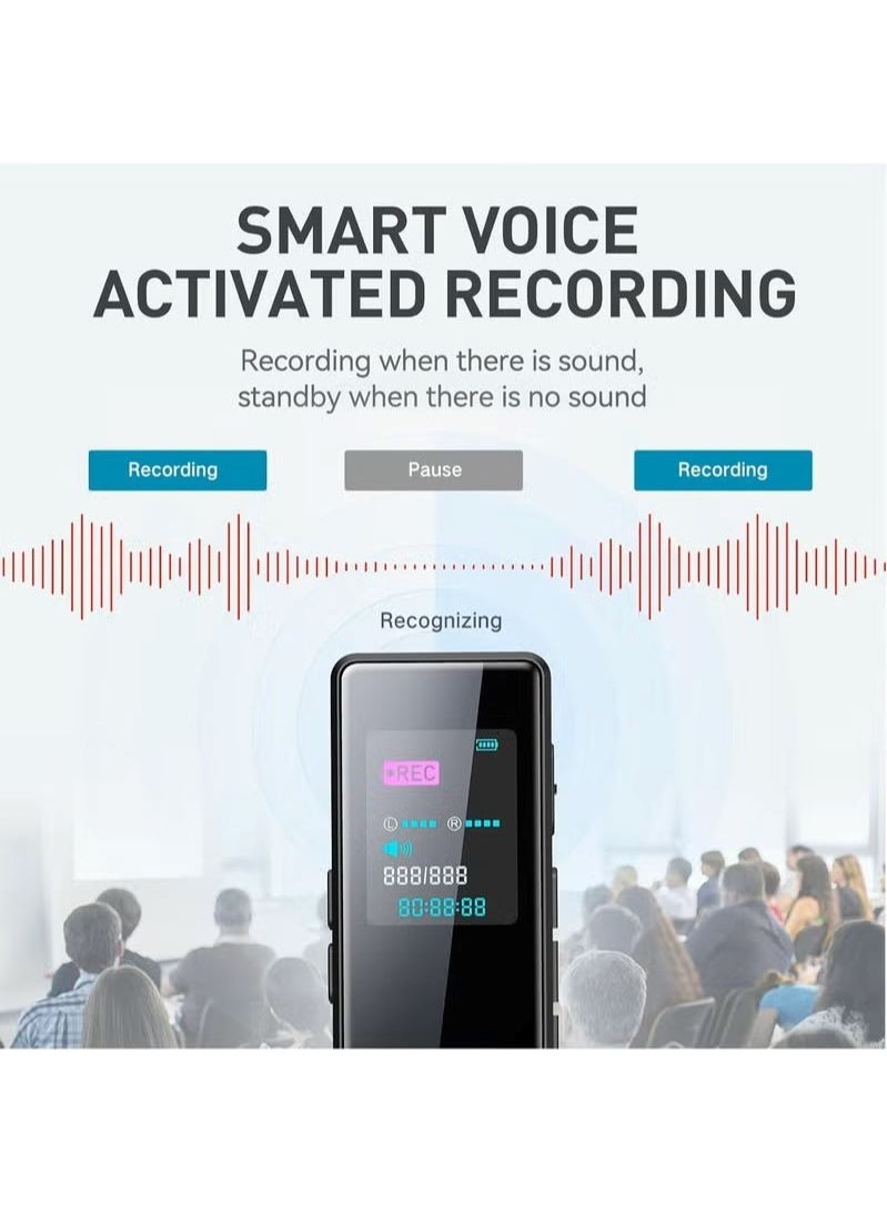 Generic - 64GB Smart Digital Voice Activated Recorder with Playback -MP3 player, Audio Voice Recorder for Lectures Meetings, Recording Device Dictaphone Sound Tape Recorder - Image 1