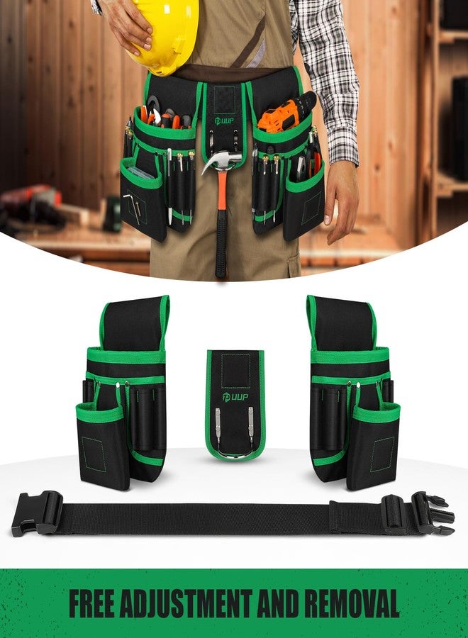 UUP Magnetic Tool Belt for Men, 26 Pockets Heavy Duty Tool Pouch, Magnet Holster Nail Utility Toolbelt Detachable Adjustable Waist Holder for Handyman Contractor Mechanic Plumber Roofer Dad Gift -Green - Image 5