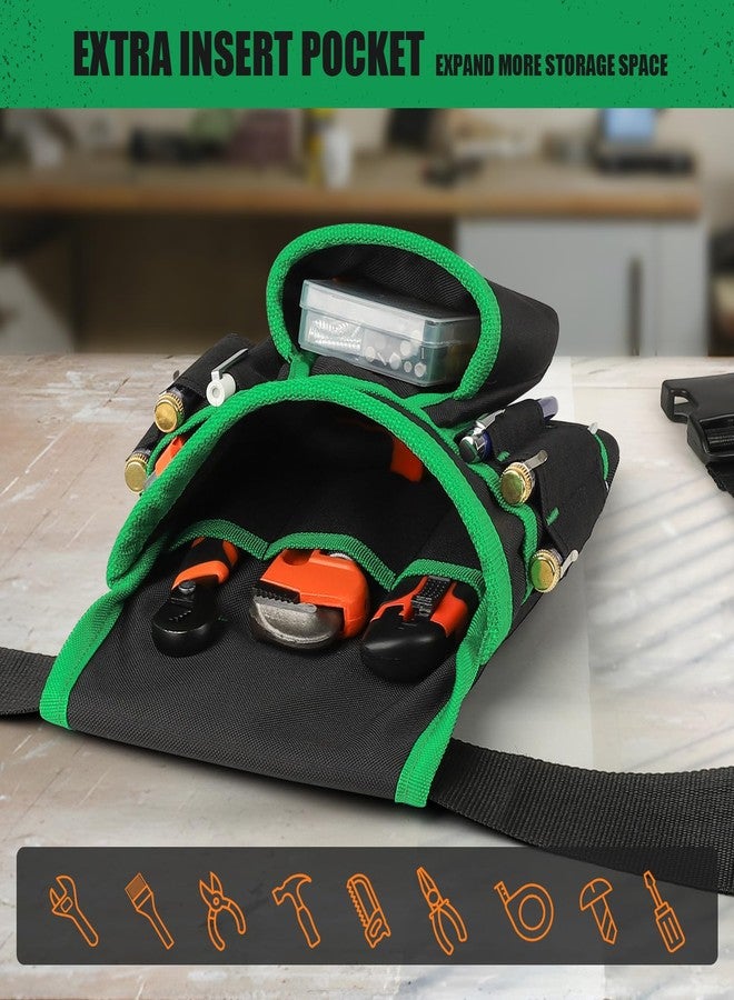 UUP Magnetic Tool Belt for Men, 26 Pockets Heavy Duty Tool Pouch, Magnet Holster Nail Utility Toolbelt Detachable Adjustable Waist Holder for Handyman Contractor Mechanic Plumber Roofer Dad Gift -Green - Image 4